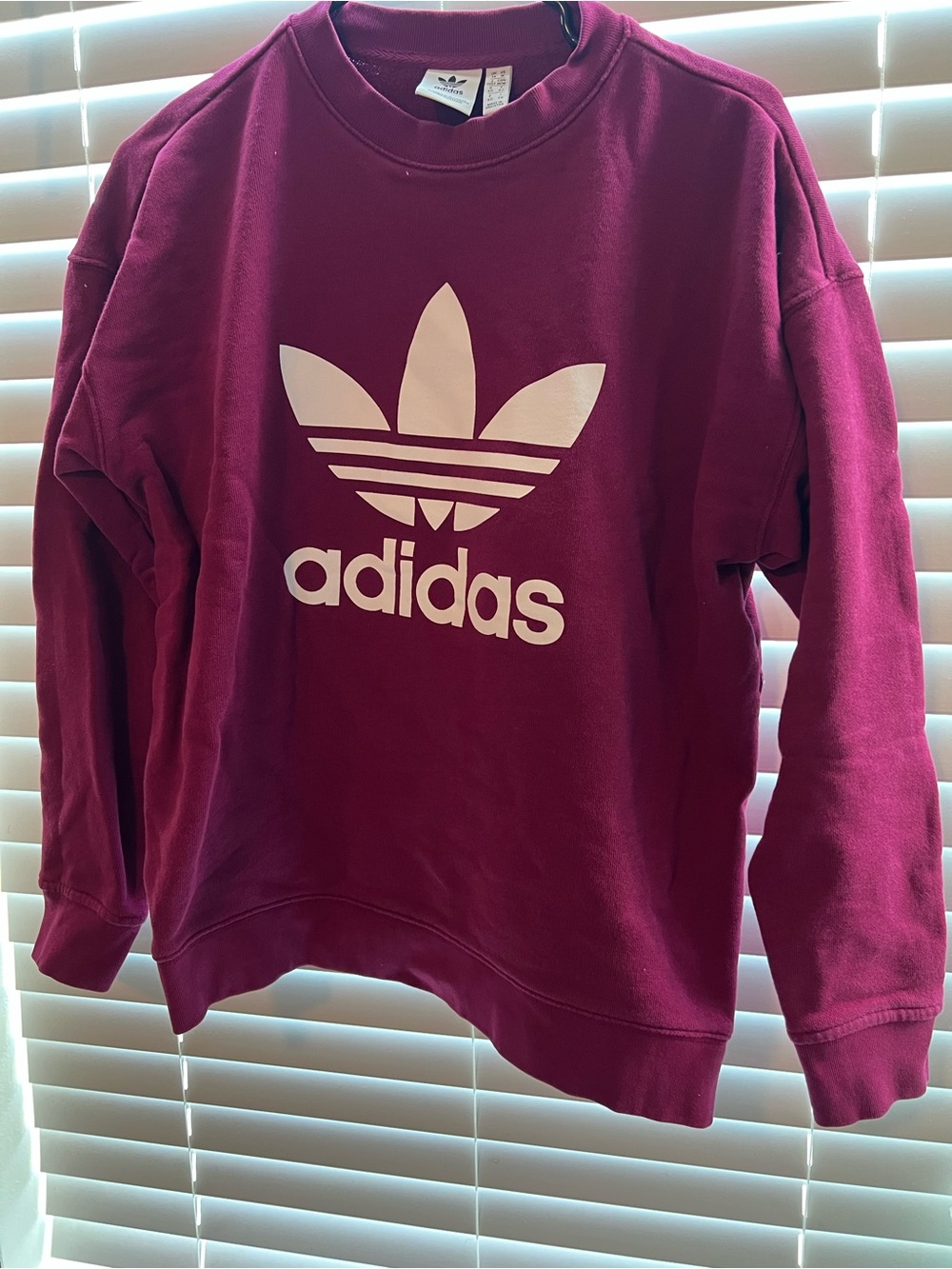 adidas Crewneck Sweatshirt in Burgundy and White Trefoil